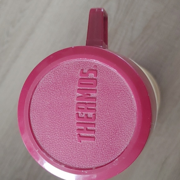 Vintage Tim Hortons 32 Oz Thermos Glass Linder Cream Red/Burgundy 13.5" Tall - Picture 3 of 4